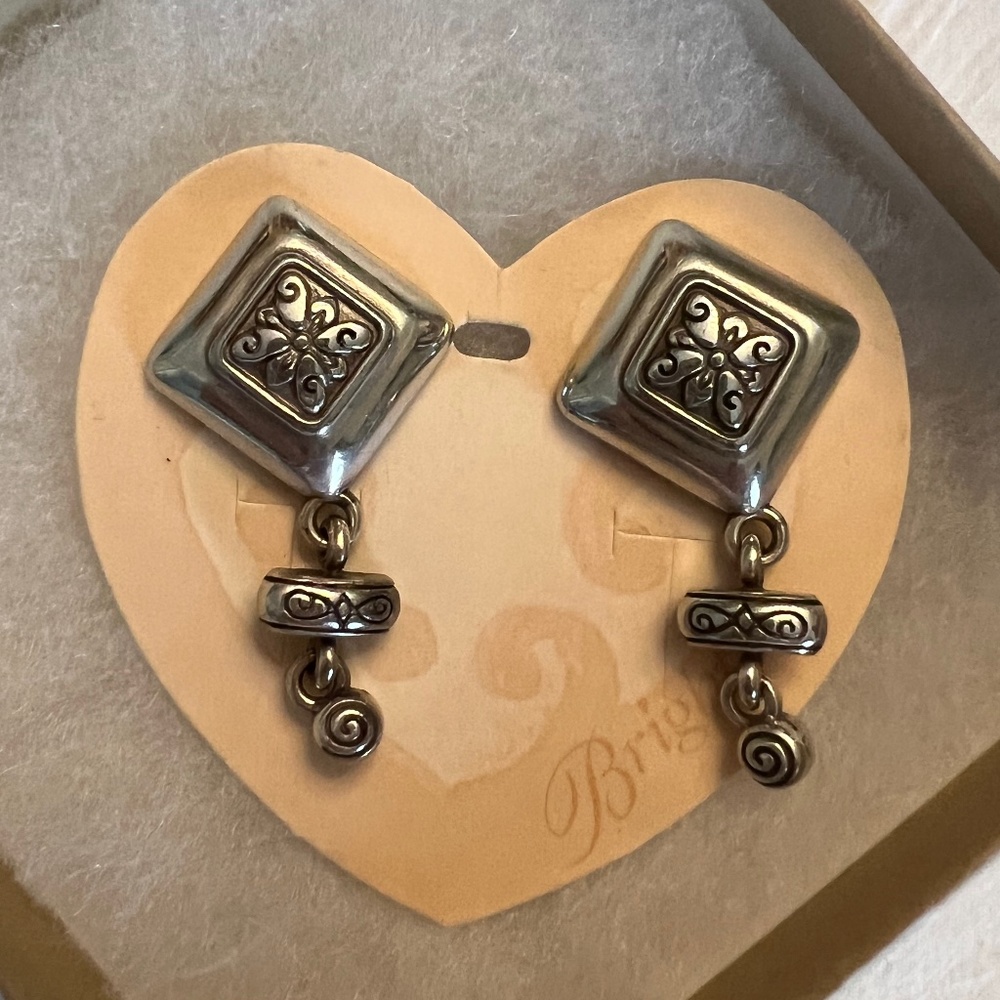 Brighton Diamond Shape Silver Post/Dangle Drop Ea… - image 1